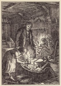 Illustrazione per Il grillo del focolare di Charles Dickens (litografia a colori) da Francis Donkin Bedford