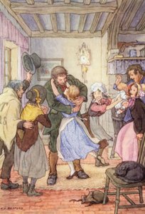 Illustrazione per Il grillo del focolare di Charles Dickens (litografia a colori) da Francis Donkin Bedford
