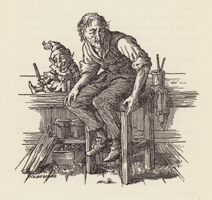Illustrazione per Il grillo del focolare di Charles Dickens (litografia a colori) da Francis Donkin Bedford