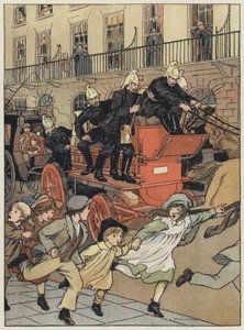 Londra: Un motore antincendio (litografia a colori) da Francis Donkin Bedford