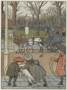 Londra: Passeri di Londra a cena (litografia a colori) da Francis Donkin Bedford