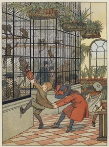 Londra: The Monkey House (litografia a colori) da Francis Donkin Bedford
