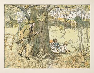 Il guardiacaccia, da Four and Twenty Toilers, pub. 1900 (litografia a colori) da Francis Donkin Bedford