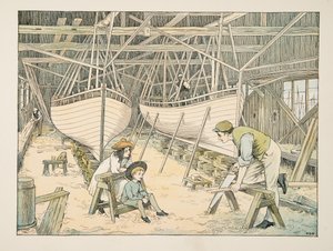 Il costruttore navale, da Four and Twenty Toilers, pub. 1900 (litografia a colori) da Francis Donkin Bedford