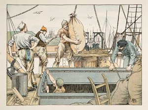 Lo stivatore, da Four and Twenty Toilers, pub. 1900 (litografia a colori) da Francis Donkin Bedford