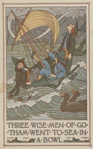 I tre saggi di Gotham sono andati in mare in una ciotola (litografia a colori) da Francis Donkin Bedford