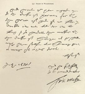 Lettera di Sir Francis Drake a Sir Francis Walsingham firmata il 29 luglio 1588, pubblicata in 