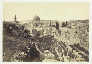 Mura della città e Moschea di Omar, Gerusalemme, 1857 da Francis Frith