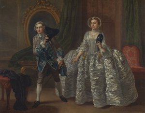 David Garrick e la signora Pritchard in "Il marito sospetto" di Benjamin Hoadley da Francis Hayman