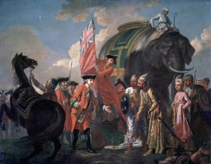 Lord Clive si incontra con Mir Jafar dopo la battaglia di Plassey da Francis Hayman