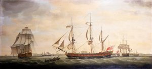 Tre vedute della nave Indiaman 