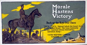La morale accelera la vittoria - Sostieni i ragazzi laggiù Campagna di lavoro di guerra unita, 11-18 novembre, pub. 1918