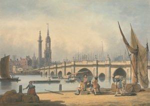 Ponte di Londra e il Monumento da Francis Nicholson