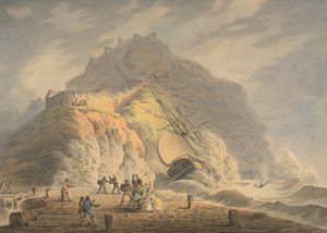 Scarborough: Naufragio ai piedi della scogliera del castello da Francis Nicholson