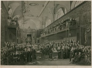 Interno della Camera dei Lord, Westminster, Londra, durante l