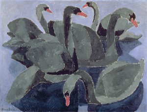 Cigni neri su sfondo blu, 1909 circa (olio su tela) da Francis Picabia