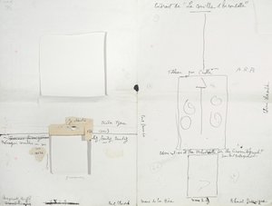Impaginazione del bollettino Dada "391", numero 14, contenente una copia della firma di Ingres da Francis Picabia