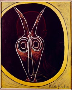 Trasparenza. Volto di uomo e testa di animale con corno sovrapposto, XX secolo (olio su tela) da Francis Picabia