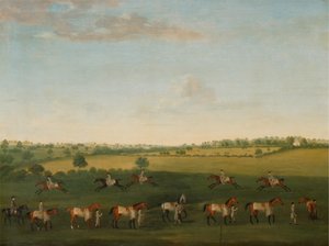 La squadra di cavalli da corsa di Sir Charles Warre Malet in esercizio