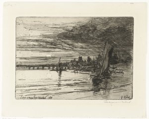 Ponte sul Tamigi (Battersea Bridge) da Francis Seymour Haden (Sir) (signed by artist)