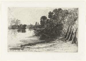 Riva del Tamigi a Brentford (Brentford Ferry) da Francis Seymour Haden (Sir) (signed by artist)