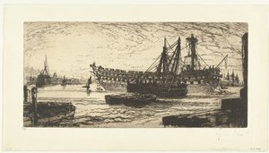 Smantellamento della nave Agamennone da Francis Seymour Haden (Sir) (signed by artist)