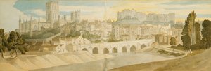 Cattedrale e castello di Durham dal fiume Wear da Francis Towne