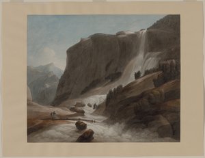 Cascata tra Chiavenna e il Monte Splügen da Francis Towne