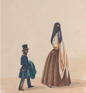 Una donna elegantemente vestita e il suo paggio, ca. 1848 da Francisco