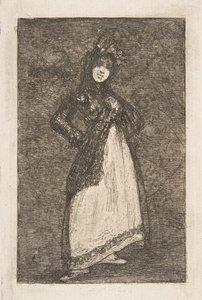 Una Maja in piedi contro uno sfondo scuro da Francisco de Goya