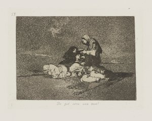 A cosa serve una tazza?, tav. 59 dalla serie Los desastres de la guerra da Francisco de Goya