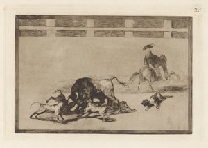 Echan perros al toro, tav. 25 da La tauromachia da Francisco de Goya