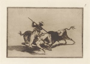 Il Moro animoso Gazul è il primo a lanciare tori secondo le regole, Tavola 5 da La tauromaquia da Francisco de Goya