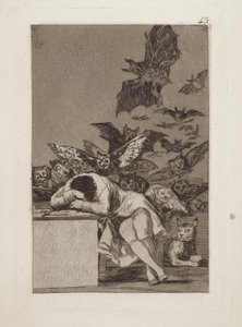Il sonno della ragione genera mostri, pl. 43 dalla serie Los caprichos da Francisco de Goya