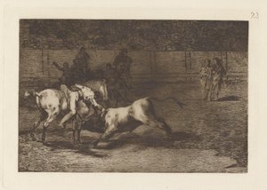 Mariano Ceballos, alias el Indio, uccide il toro dal suo cavallo (Tavola 23 da La tauromaquia)
