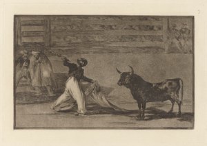 Origine degli arpioni o banderillas, Tavola 7 da La tauromachia da Francisco de Goya