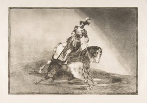 Tavola 10 da La Tauromachia: Carlo V infilza un toro nell