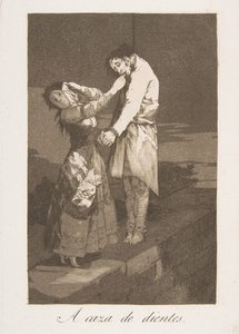 Piatto 12 da Los Caprichos: A caccia di denti A caza de dientes da Francisco de Goya
