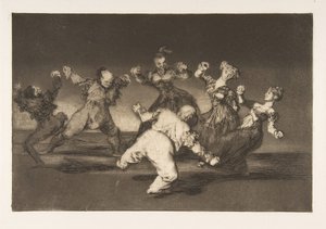 Piatto 12 dai Disparates: Se Marion ballerà, allora lei ha..., ca. 1816-23 pubblicato 1864 da Francisco de Goya