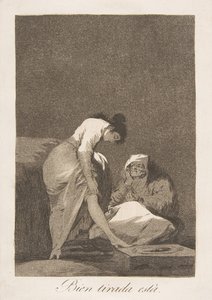 Tavola 17 da Los Caprichos: È ben tesa Bien tirada está da Francisco de Goya
