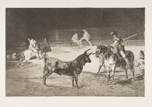 Tavola 27 da Tauromaquia: Il celebre picador, Fernando del Toro, attira il fier... da Francisco de Goya
