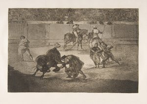 Tavola 29 della Tauromachia: Pepe Illo che fa il passaggio del recorte da Francisco de Goya