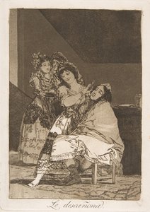 Tavola 35 da Los Caprichos: Lei lo spoglia da Francisco de Goya