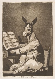 Tavola 39 da Los Caprichos: E così era suo nonno. Asta su Abuelo., 1799 da Francisco de Goya