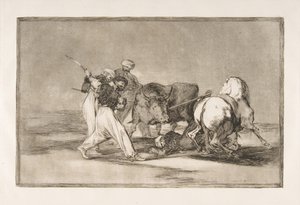 Tavola 3 della Tauromachia: I Mori si stabilirono in Spagna, abbandonando le superstizioni, 1816 da Francisco de Goya