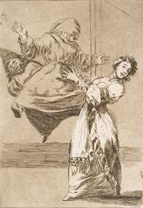 Tavola 74 da Los Caprichos: Non gridare, stupida da Francisco de Goya