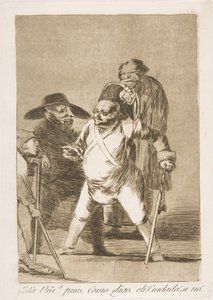 Tavola 76 da Los Caprichos: Capisci... bene, come dico... eh! Attento! altrimenti... da Francisco de Goya