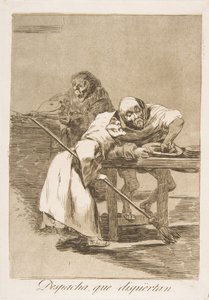 Tavola 78 da Los Caprichos: Sbrigati, si stanno svegliando Despacha, que despiertan., 1799 da Francisco de Goya