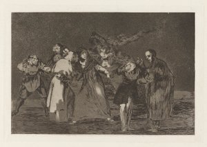 Sanan cuchilladas mas no malas palabras (Le ferite guariscono più velocemente delle parole affrettate), dalla serie Los disparates (Los proverbios) da Francisco de Goya