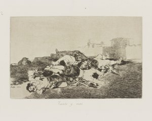 Tanto y más. (Ancora peggio.), pl. 22 dalla serie Los desastres de la guerra (I disastri della guerra) da Francisco de Goya